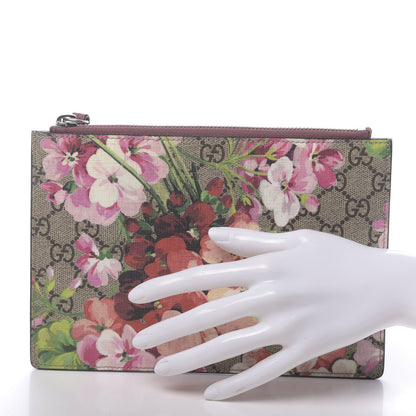 Gucci GG Supreme Monogram Blooms Small Zip Pouch Beige Multicolor Dry Rose 2 of 6
