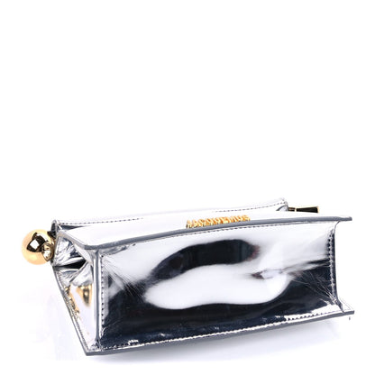 Jacquemus Metallic Patent Calfskin La Pochette Rond Carre  Silver 3 of 8