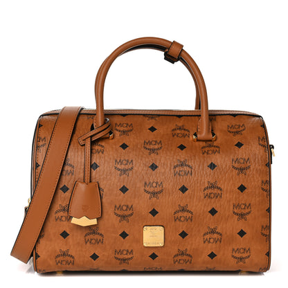 MCM Visetos Medium Boston Bag Cognac 1 of 13