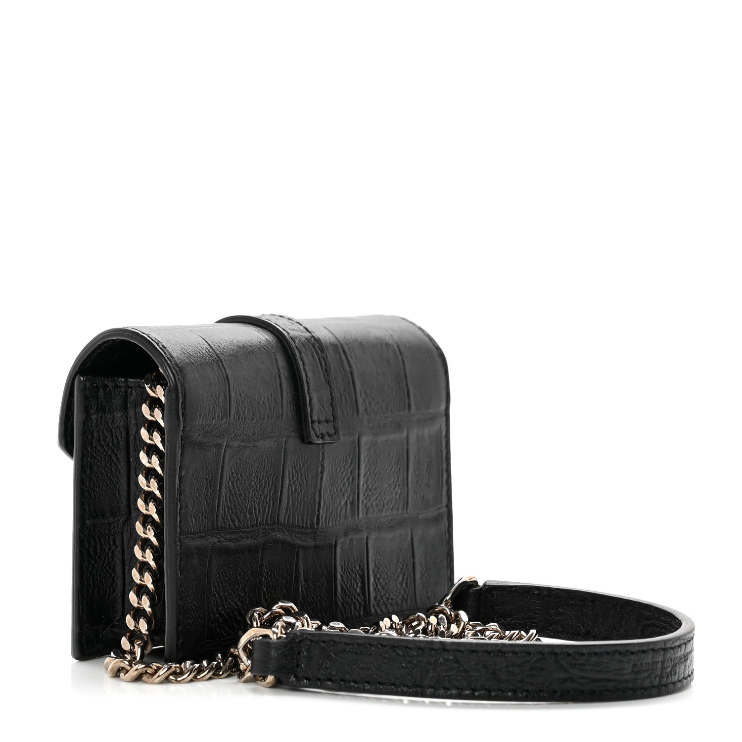 Saint Laurent Calfskin Crocodile Embossed Monogram Candy Crossbody Black 2 of 5