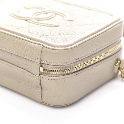 Chanel Caviar Quilted Small CC Filigree Vanity Case Light Beige 9 of 10