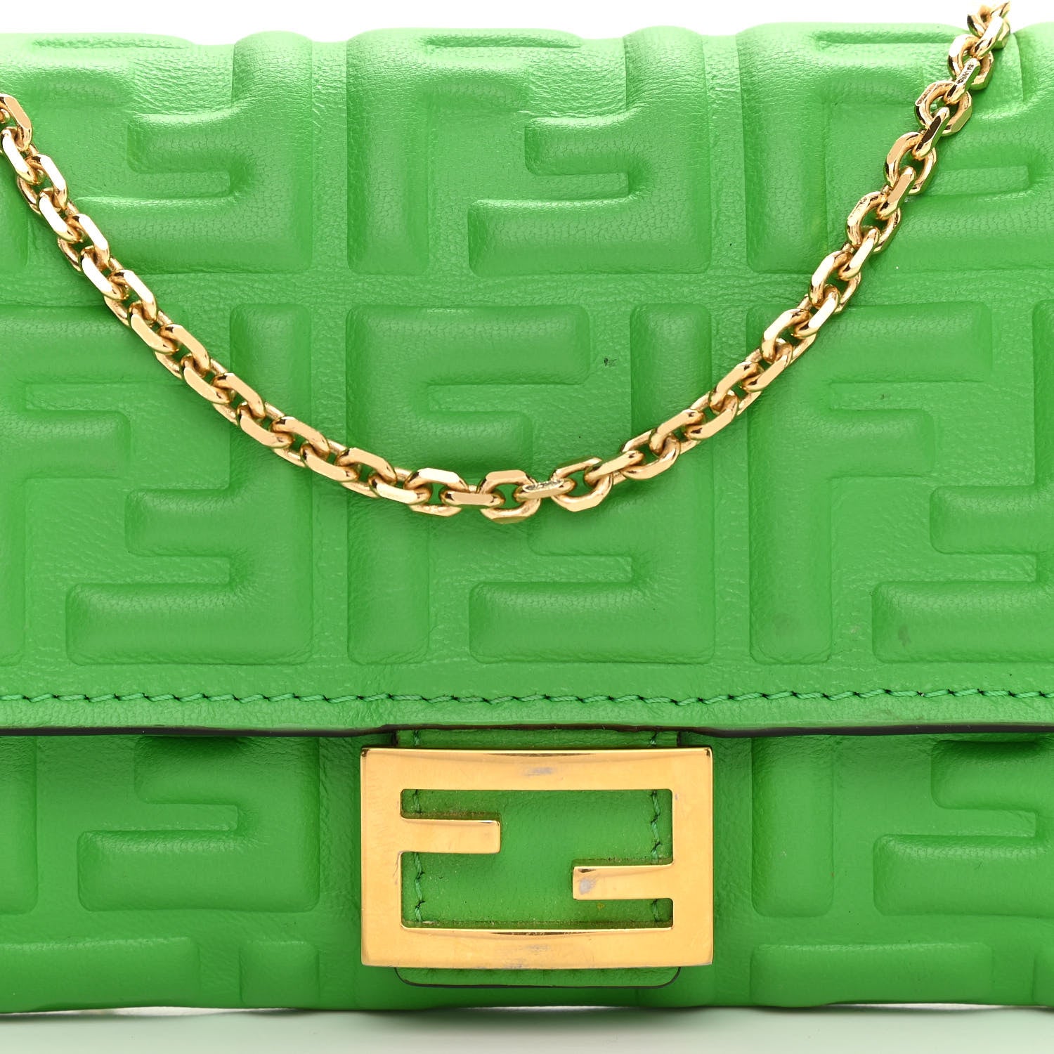 Fendi Nappa Matisse FF Embossed Continental Wallet On Chain Tomatillo 11 of 11