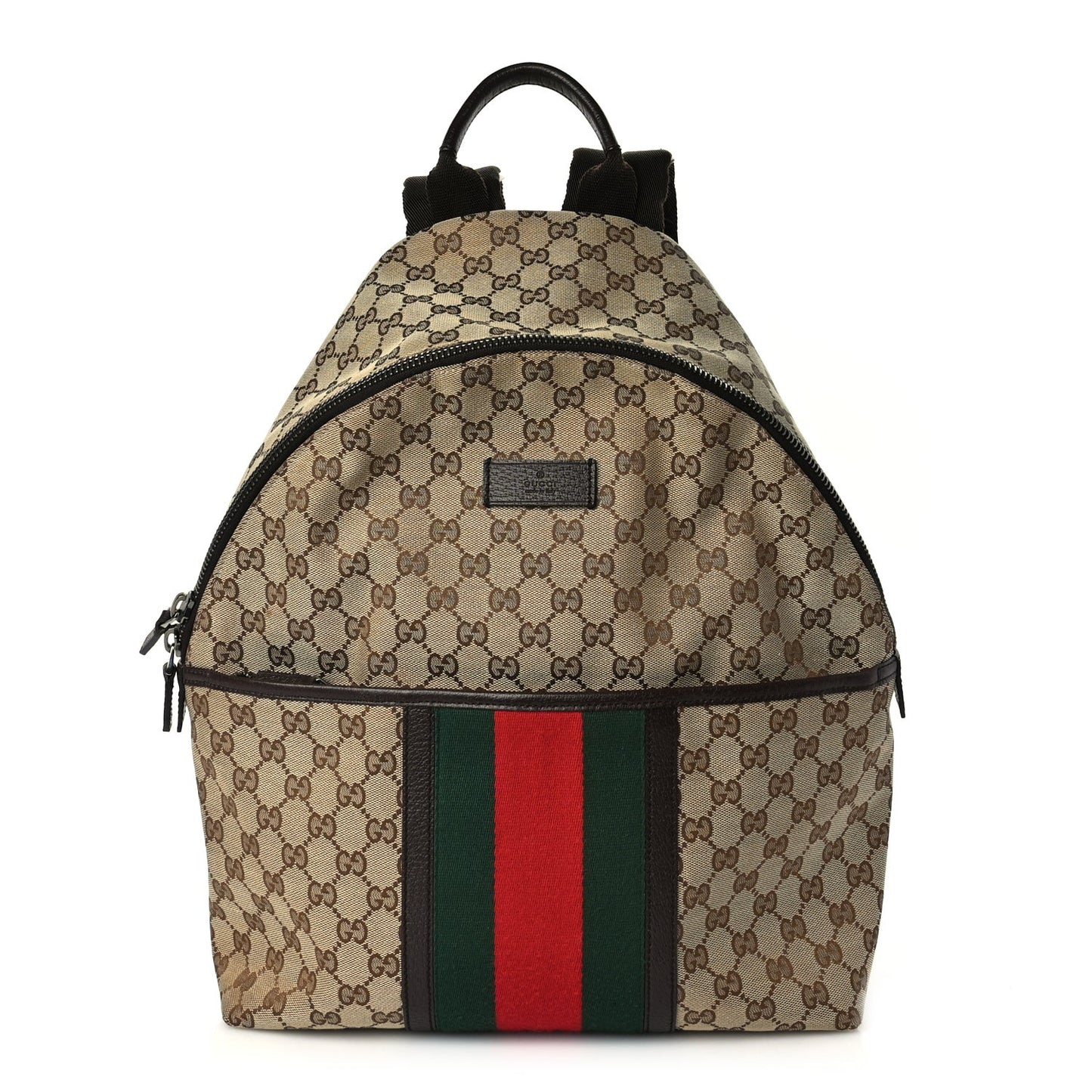 GG Monogram Web Medium Classic Backpack Brown