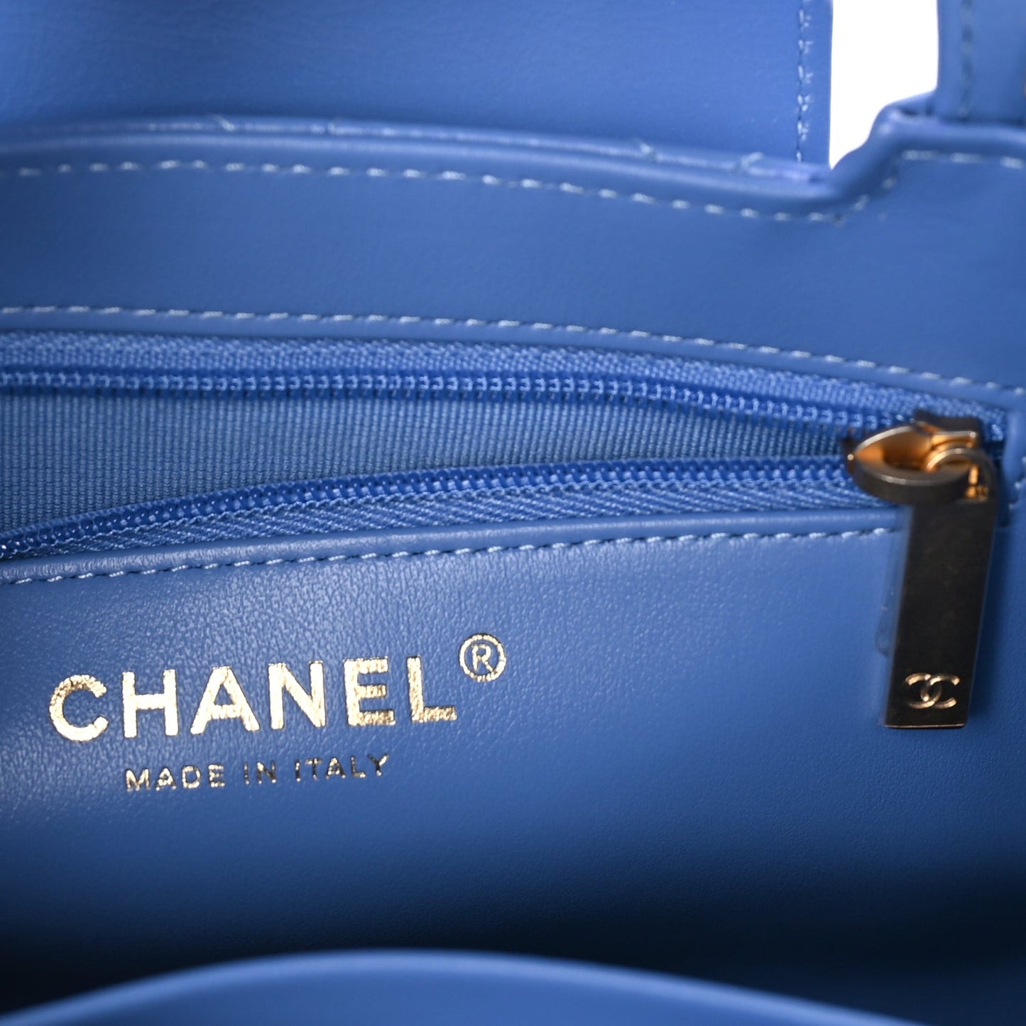 Shiny Aged Calfskin Quilted Nano Kelly Shopper Blue Blue