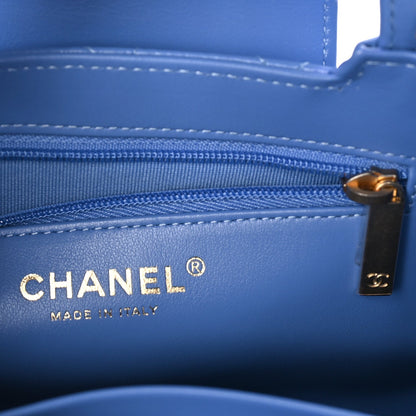 Chanel Shiny Aged Calfskin Quilted Nano Kelly Shopper Blue Blue 5 of 7