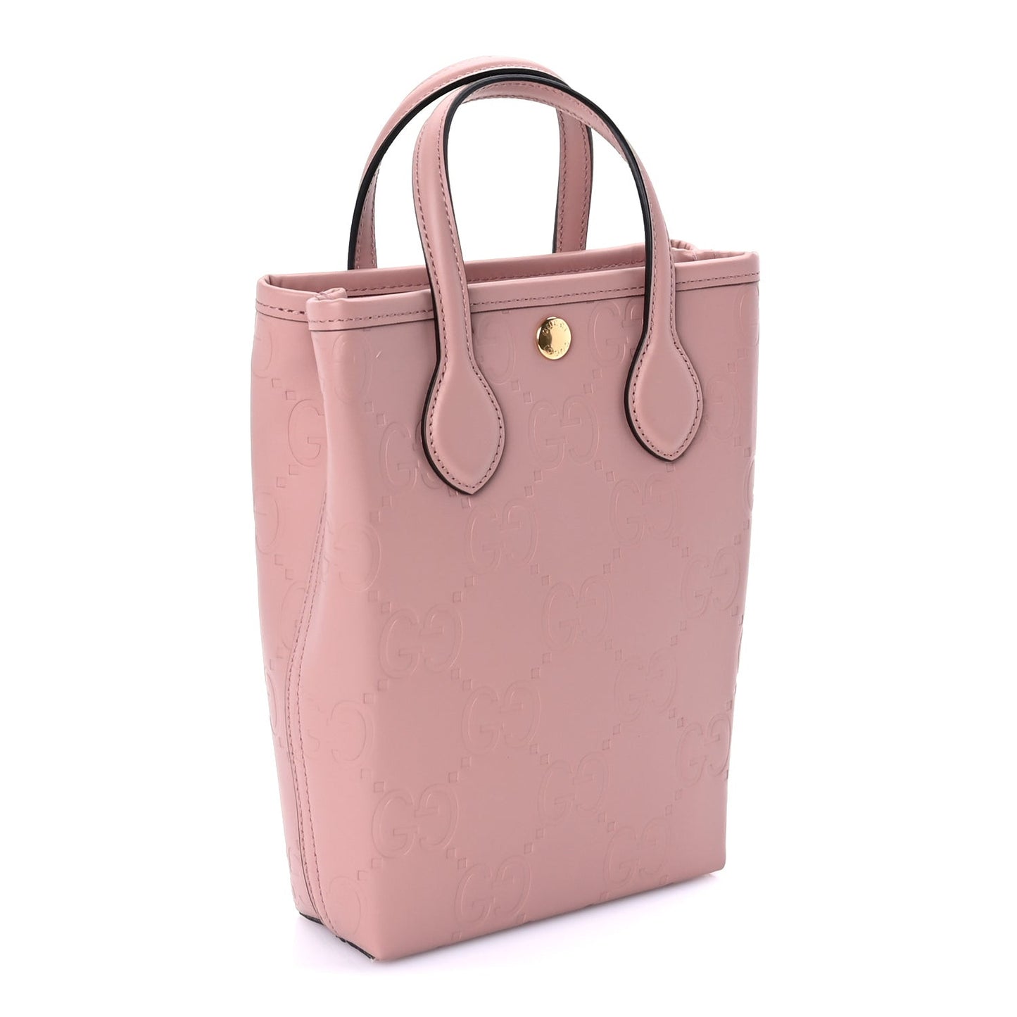 Gilbert Calfskin Jumbo GG Embossed Super Mini Tote Bag Porcelain Rose