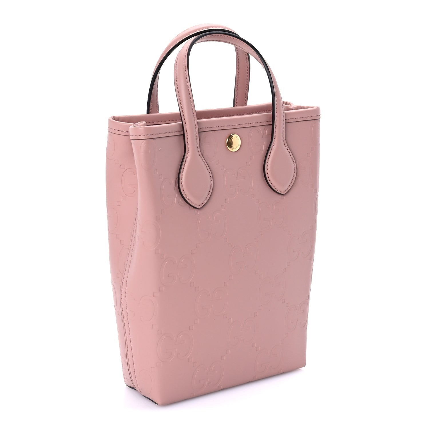 Gucci Gilbert Calfskin Jumbo GG Embossed Super Mini Tote Bag Porcelain Rose 2 of 7