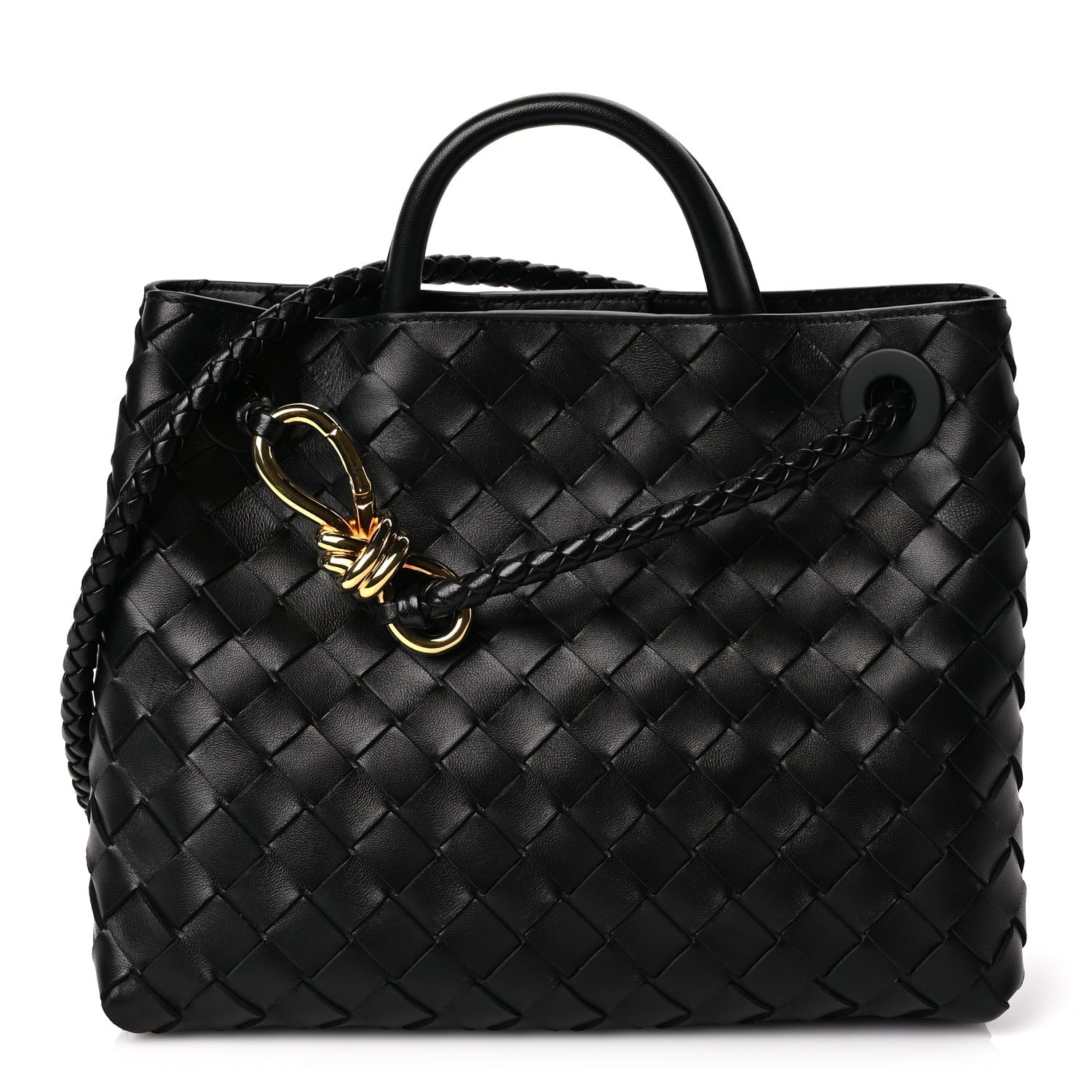 Bottega Veneta Nappa Intrecciato Small Andiamo Shoulder Bag Black 1 of 8