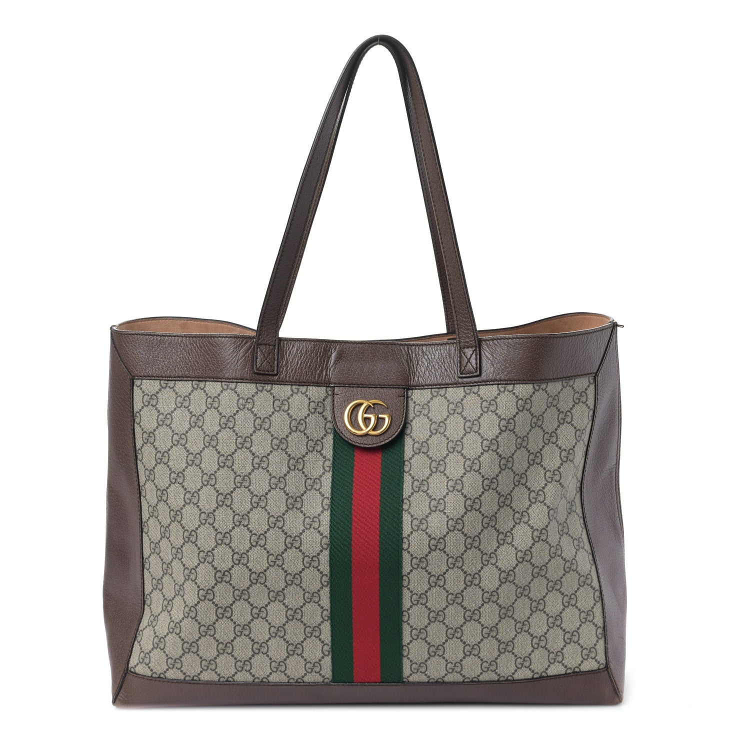 Gucci GG Supreme Monogram Web Ophidia Tote Brown 1 of 10