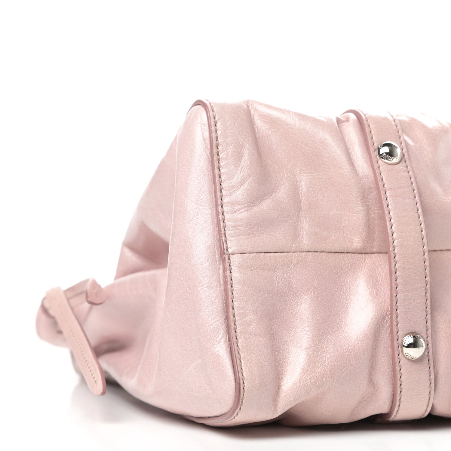 Miu Miu Vitello Lux Gathered Tote Mughetto 9 of 11