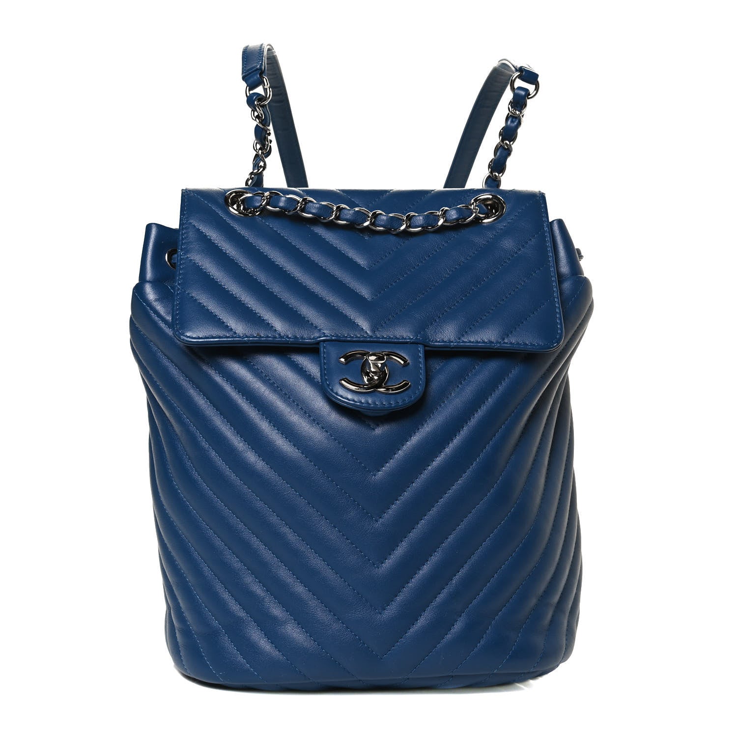 Chanel Lambskin Chevron Quilted Small Urban Spirit Backpack Blue 1 of 12