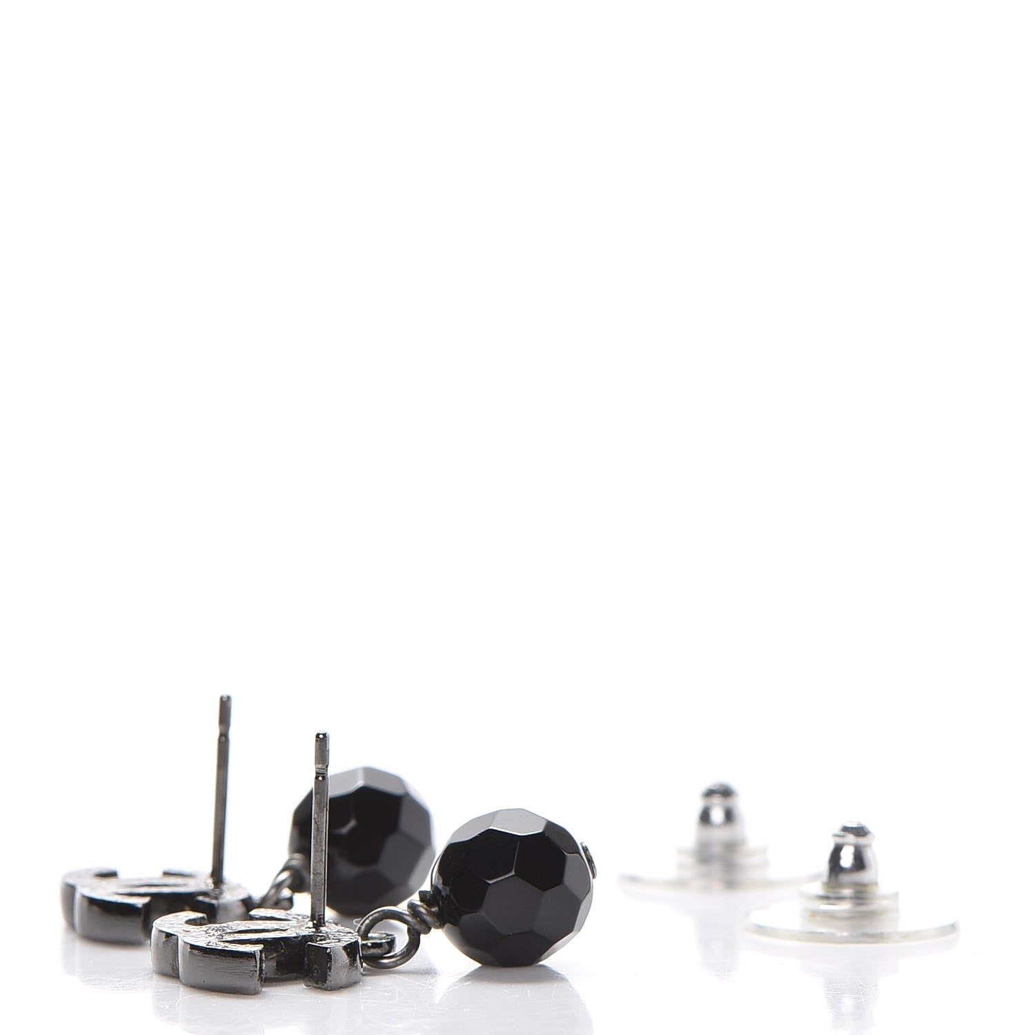 Chanel Ruthenium Bead CC Drop Earrings Black 3 of 3