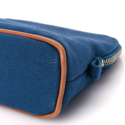 Hermes Cotton Canvas Mini Mini Bolide Travel Cosmetic Pouch Bleu De Prusse 8 of 8