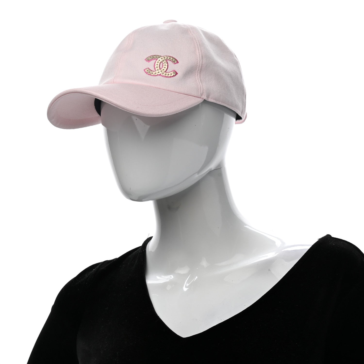 Chanel Cotton Sequin CC Cap Hat Light Pink 2 of 8