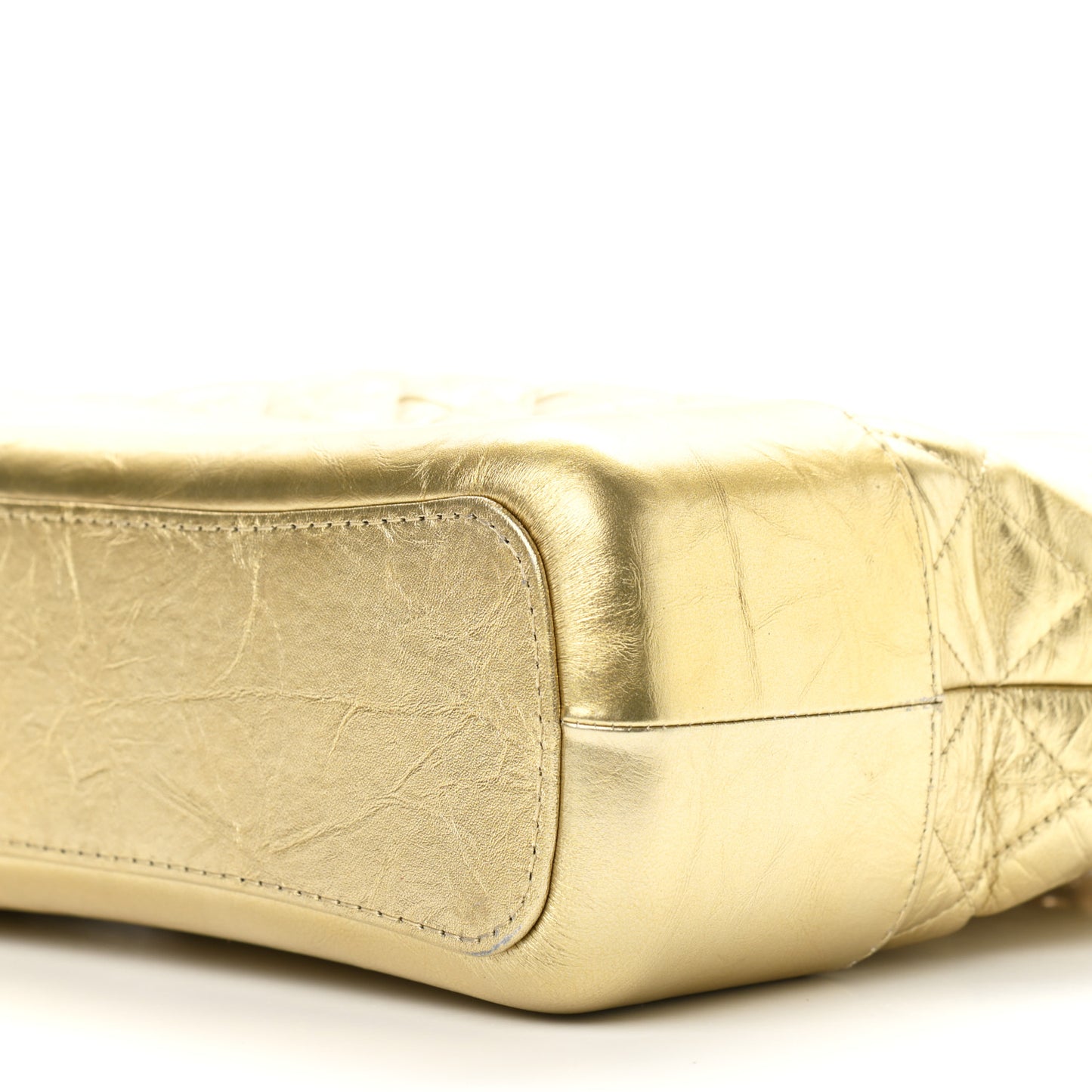 Metallic Aged Calfskin Quilted Medium Gabrielle Gold
