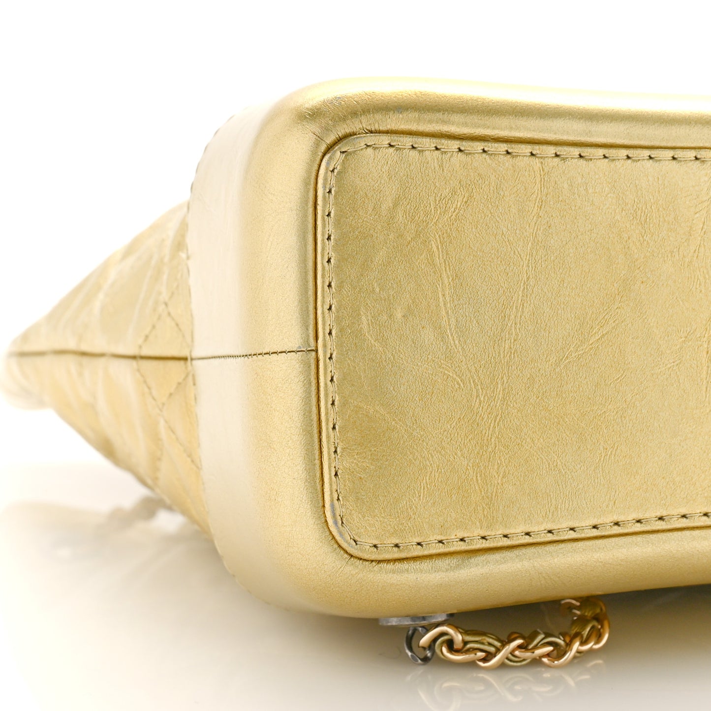 Metallic Lambskin Small Quilted Gabrielle Backpack Gold