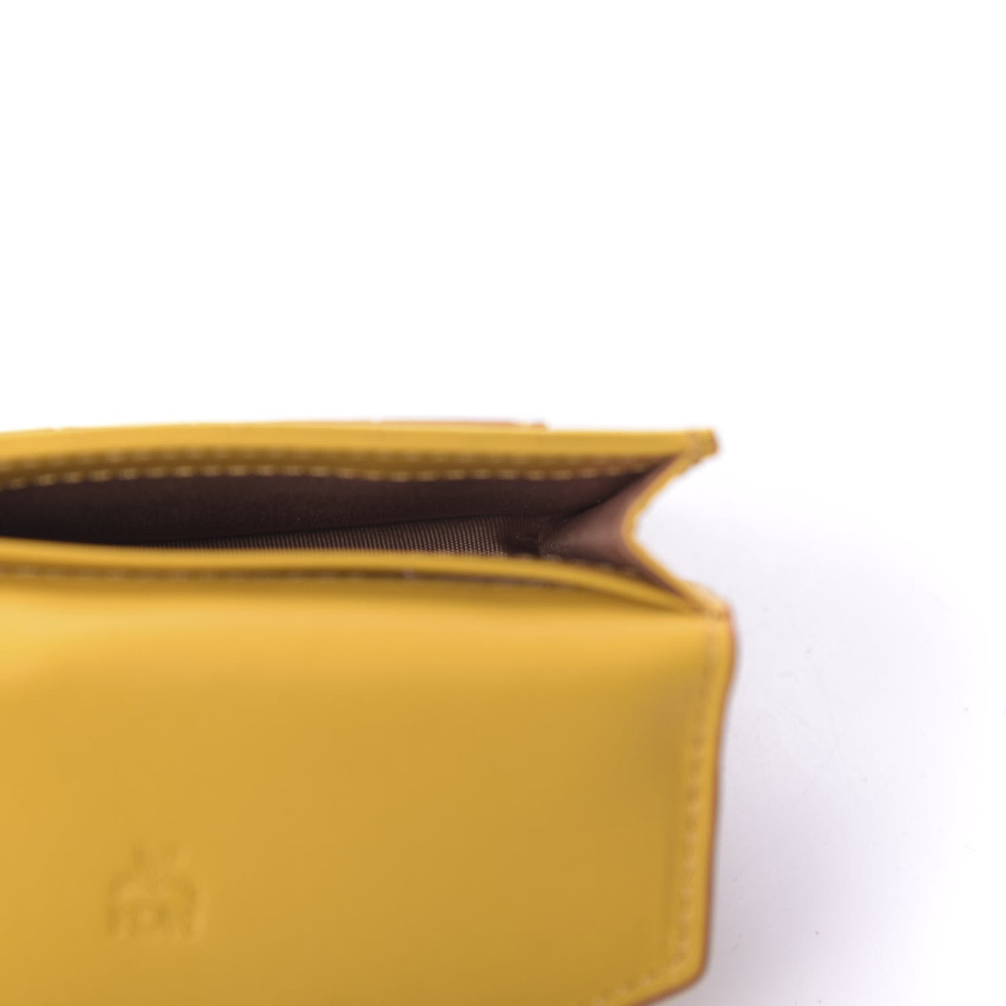 Calfskin Crocodile Embossed Flap Card Holder Golden Mango