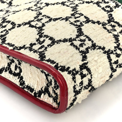 Gucci Tweed GG Monogram Large Rajah Chain Tote  White Black Romantic Cherry 9 of 10