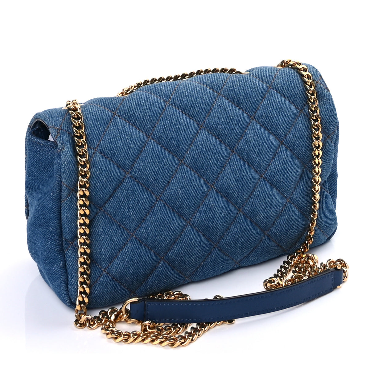 Versace Denim Quilted La Medusa Small Shoulder Bag Blue 2 of 8