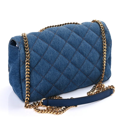 Versace Denim Quilted La Medusa Small Shoulder Bag Blue 2 of 8