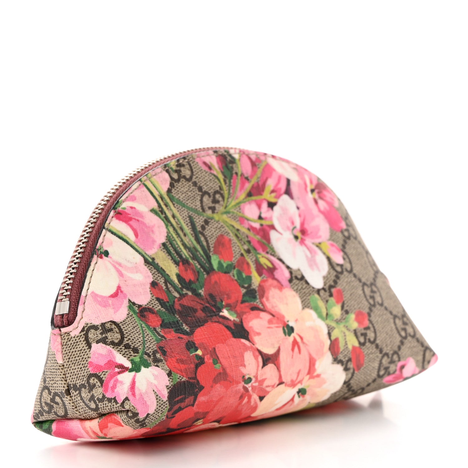 Gucci GG Supreme Monogram Blooms Small Pouch Cosmetic Case Beige Multicolor Dry Rose 3 of 8