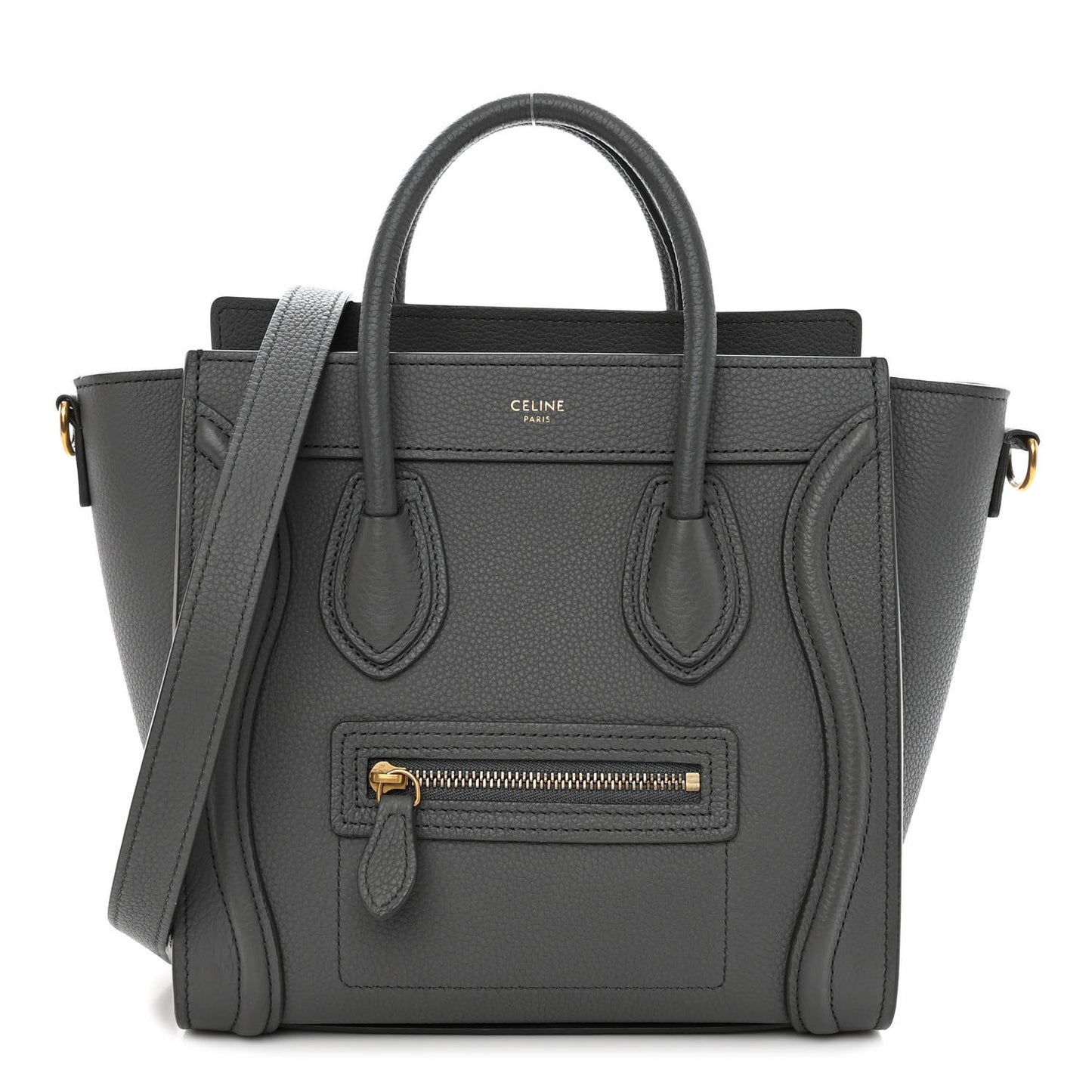 Baby Drummed Calfskin Nano Luggage Kohl