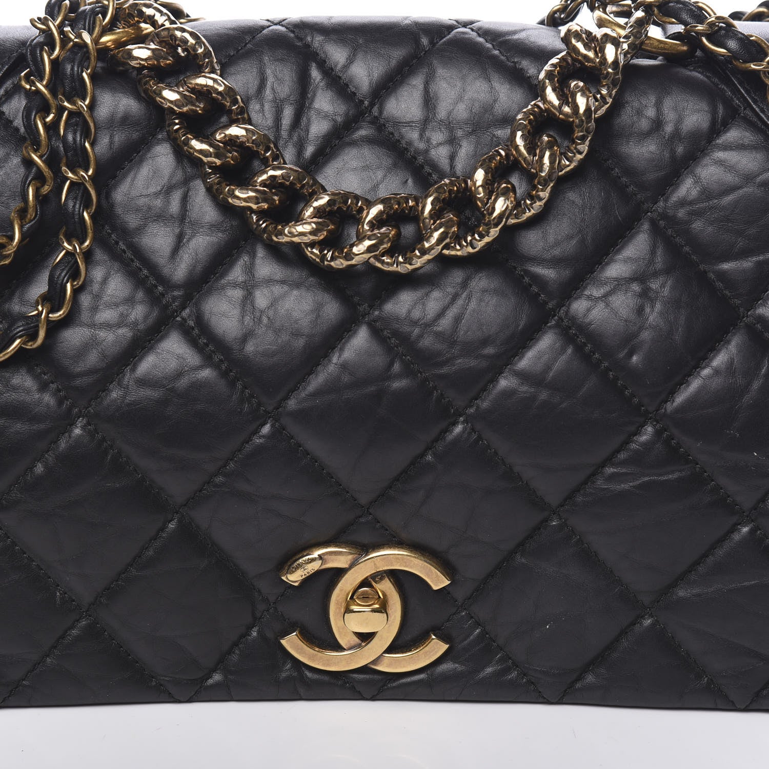 Chanel Aged Calfskin Quilted Medium Pondichery Flap Black 9 of 9