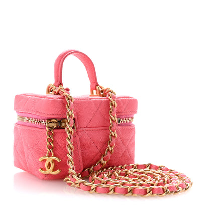 Chanel Caviar Quilted Mini Top Handle Vanity With Chain Pink 3 of 10