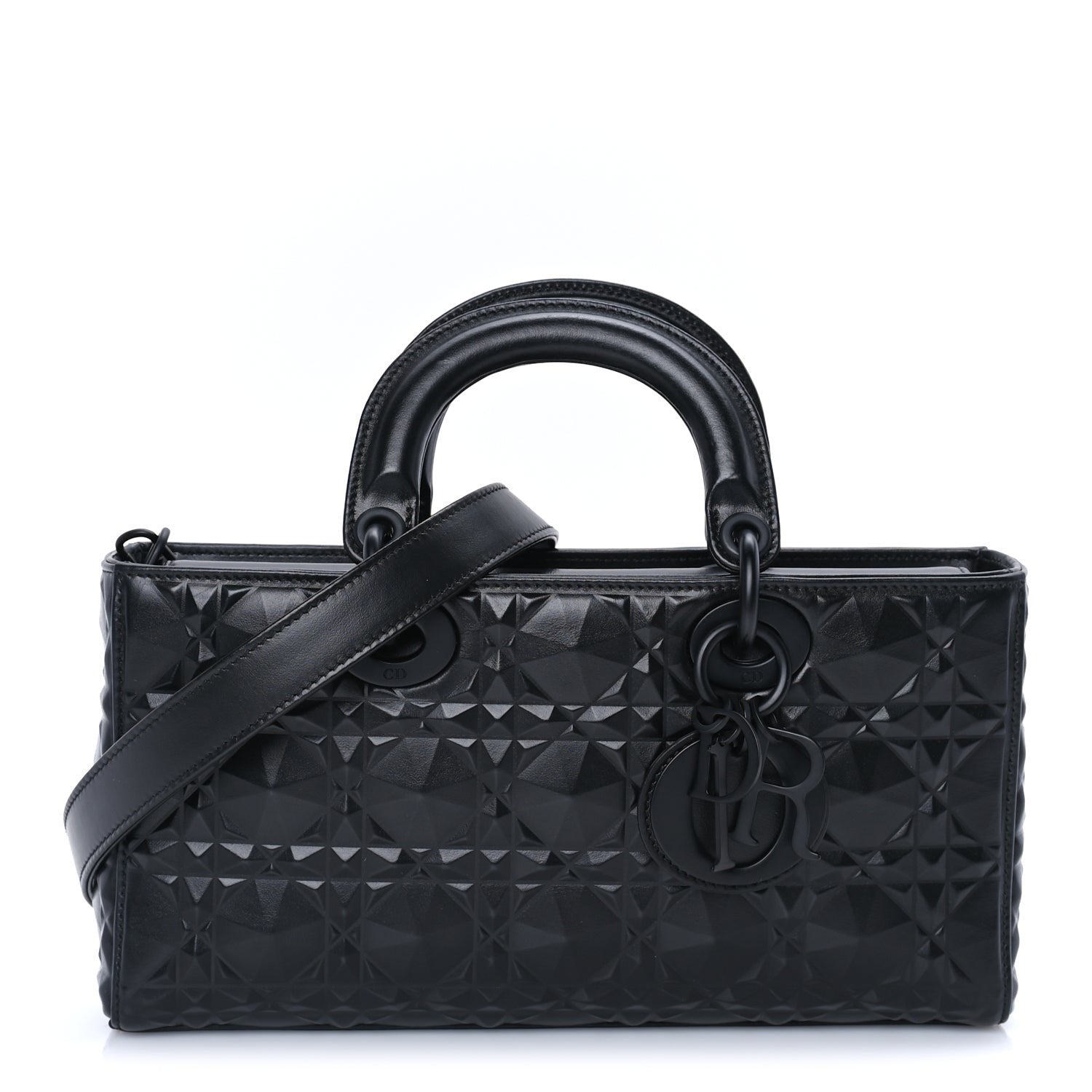 Christian Dior Calfskin Cannage Diamond Medium Lady D-Joy  Black 2 of 9