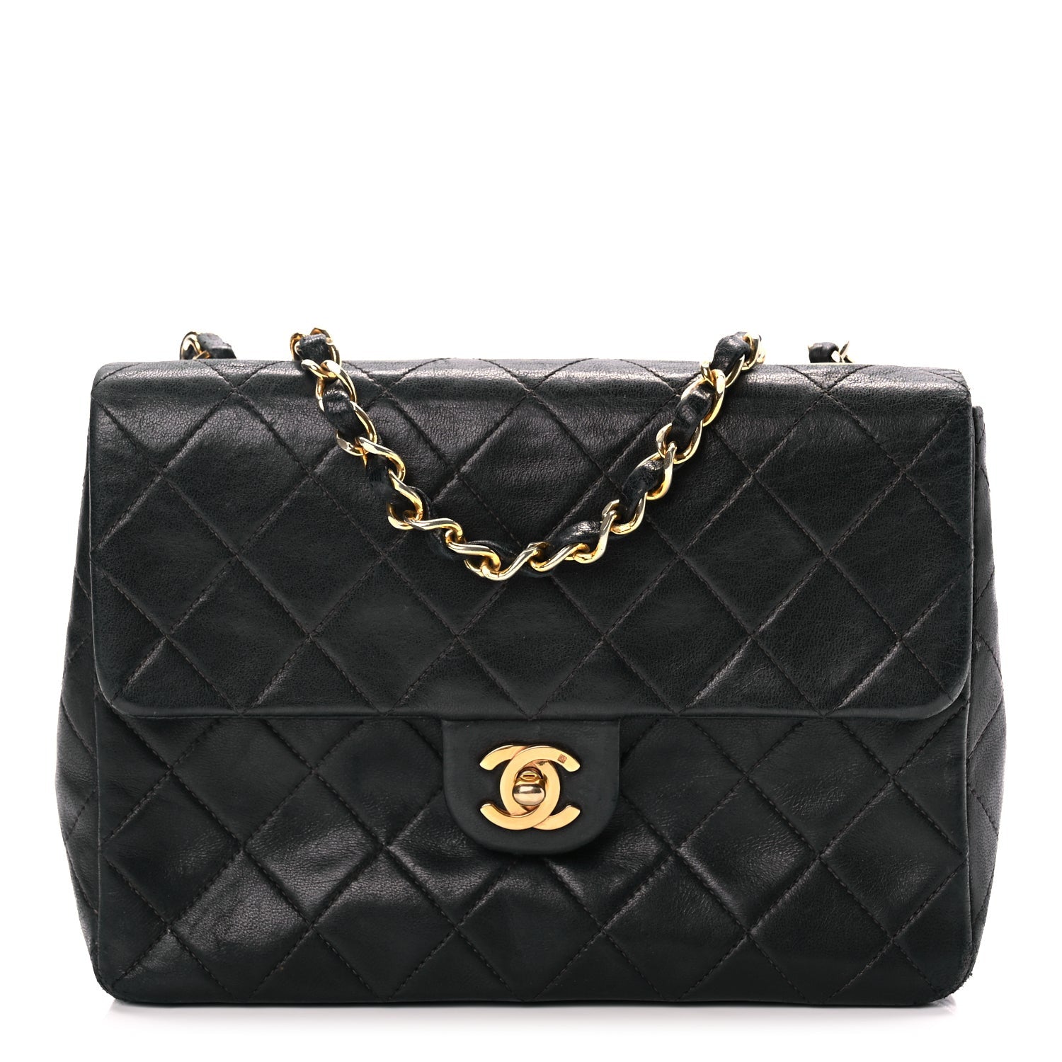Chanel Lambskin Quilted Small Single Flap Black Black 1 of 9