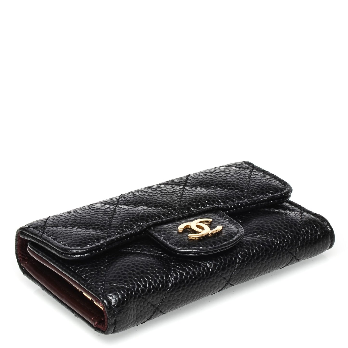 Caviar Quilted 6 Key Holder Black
