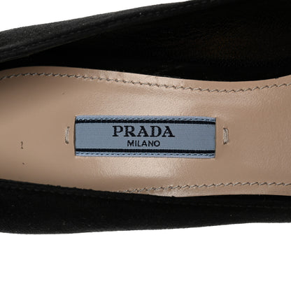Prada Suede Block Heel Pump 38.5 Black 6 of 7