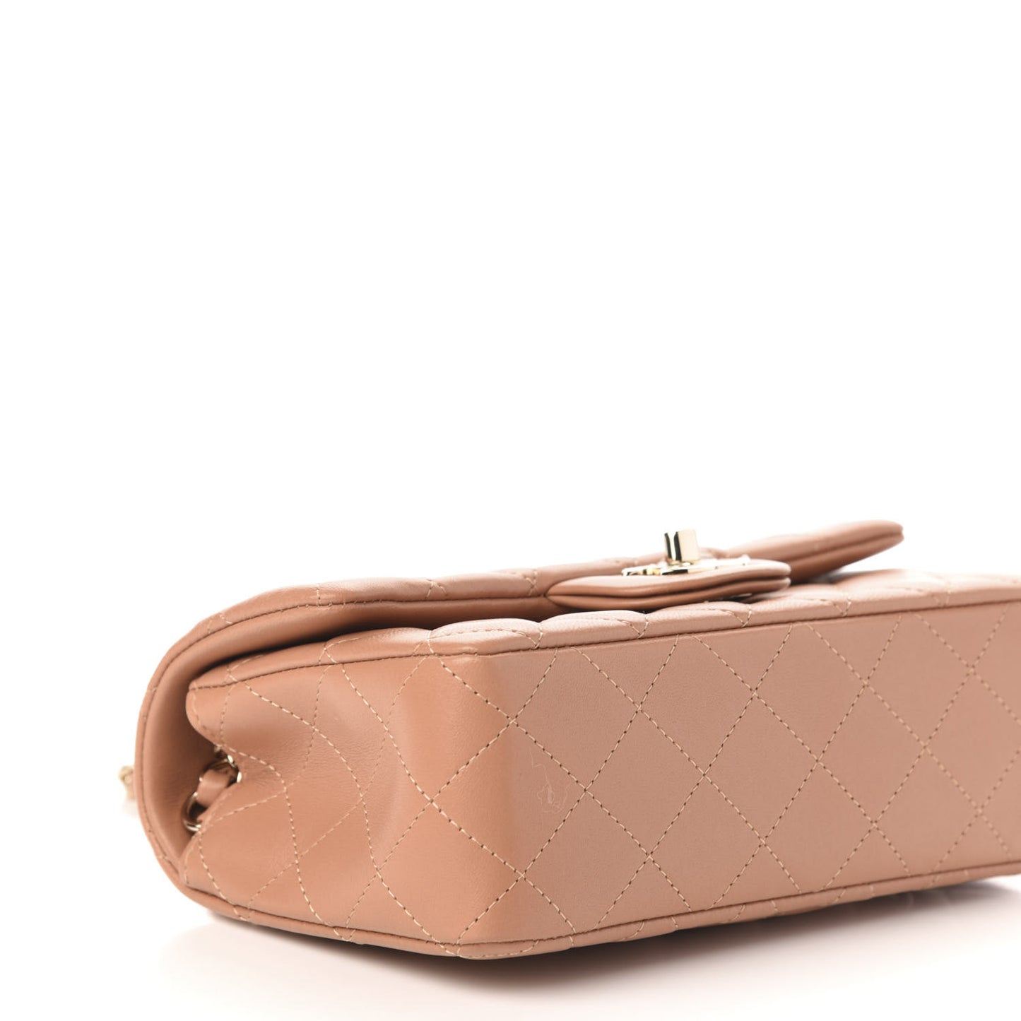 Lambskin Quilted Mini Rectangular Flap Brown