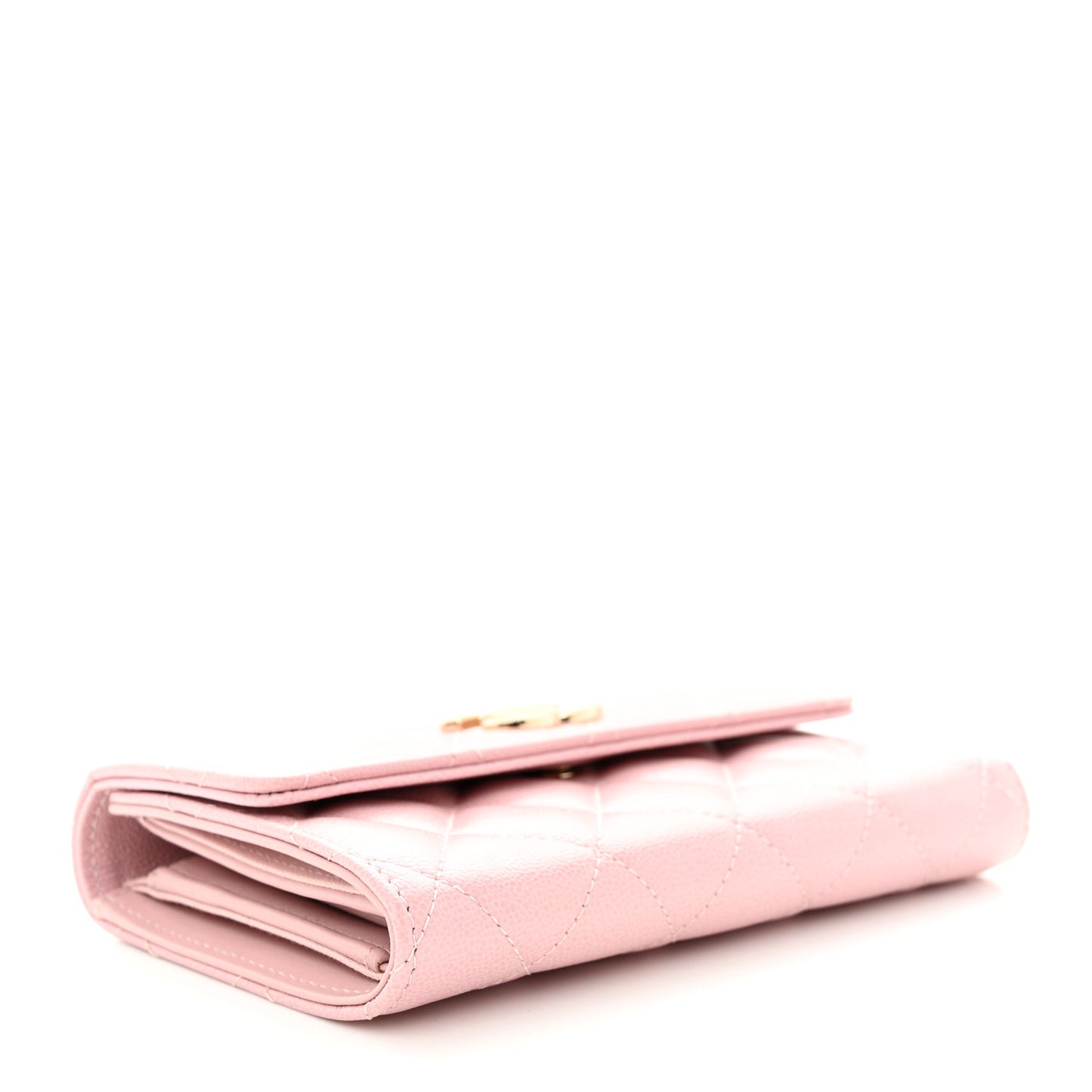 Caviar Quilted Studded CC Medium Flap Wallet Pink