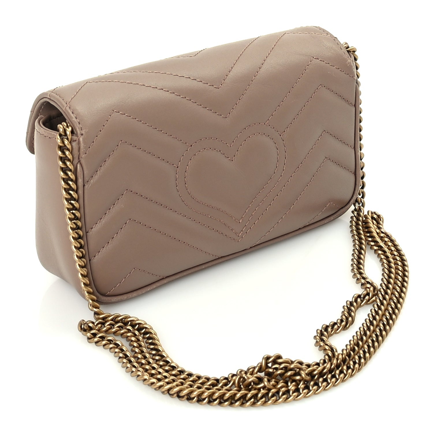 Gucci Calfskin Matelasse Super Mini GG Marmont Shoulder Bag  Porcelain Rose 2 of 9