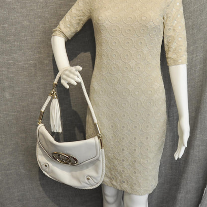 Gucci Leather Britt Shoulder Bag Ivory 2 of 8