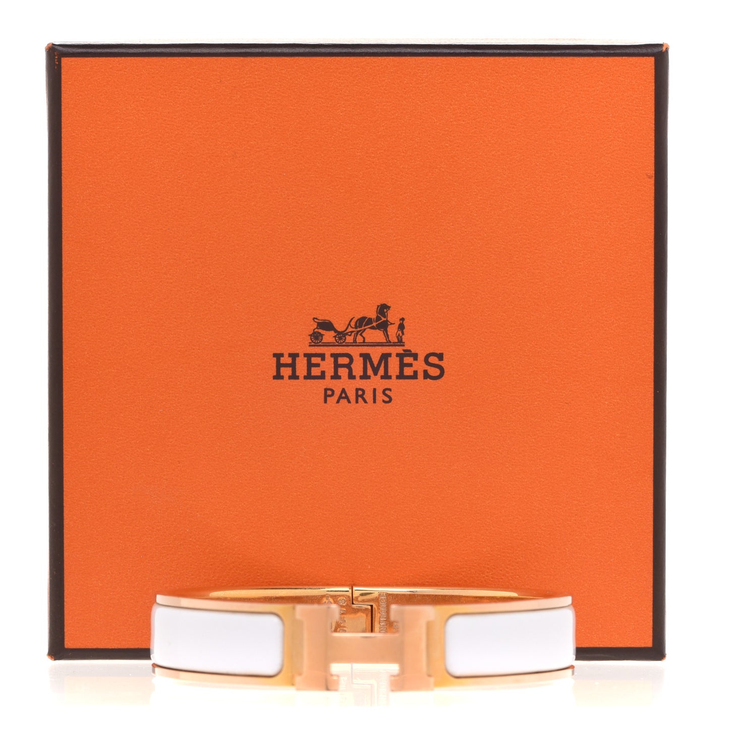 Enamel Narrow Clic Clac H Bracelet PM White