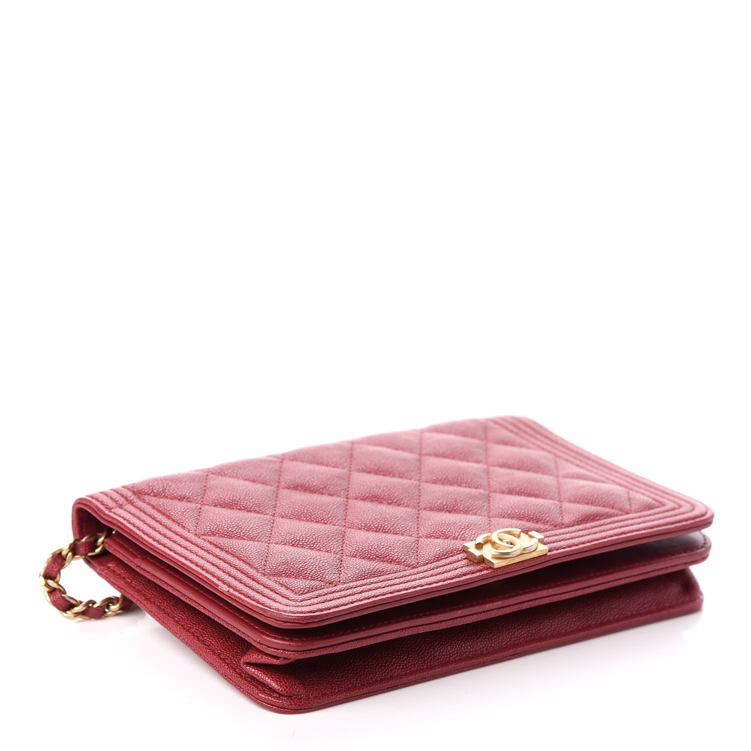 Chanel Caviar Quilted Boy Wallet On Chain WOC Red 4 of 11