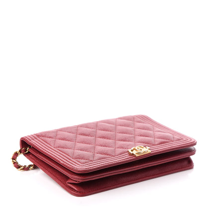 Chanel Caviar Quilted Boy Wallet On Chain WOC Red 4 of 11