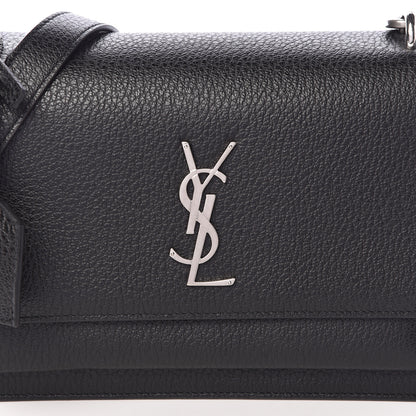 Saint Laurent Grained Calfskin Medium Monogram Sunset Satchel Black 7 of 9