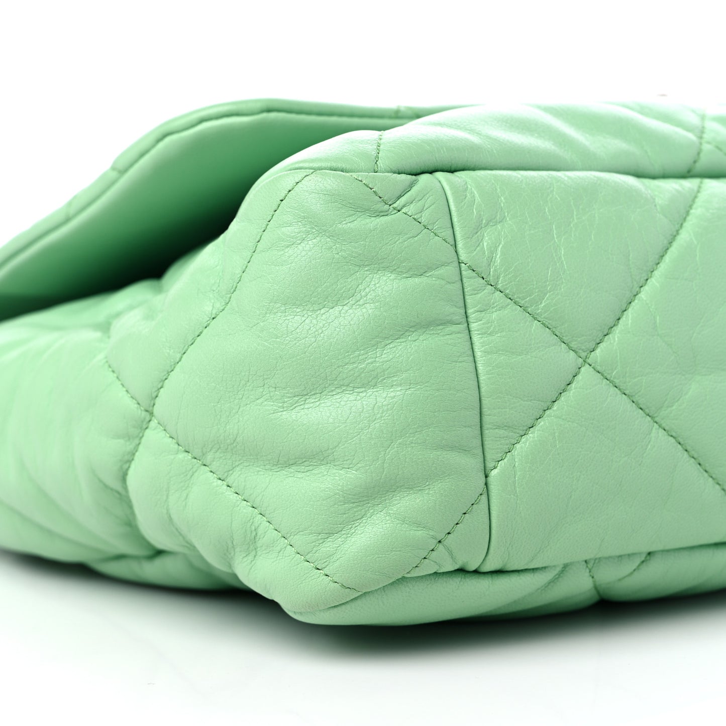 Goatskin Quilted Maxi Chanel 19 Flap Green