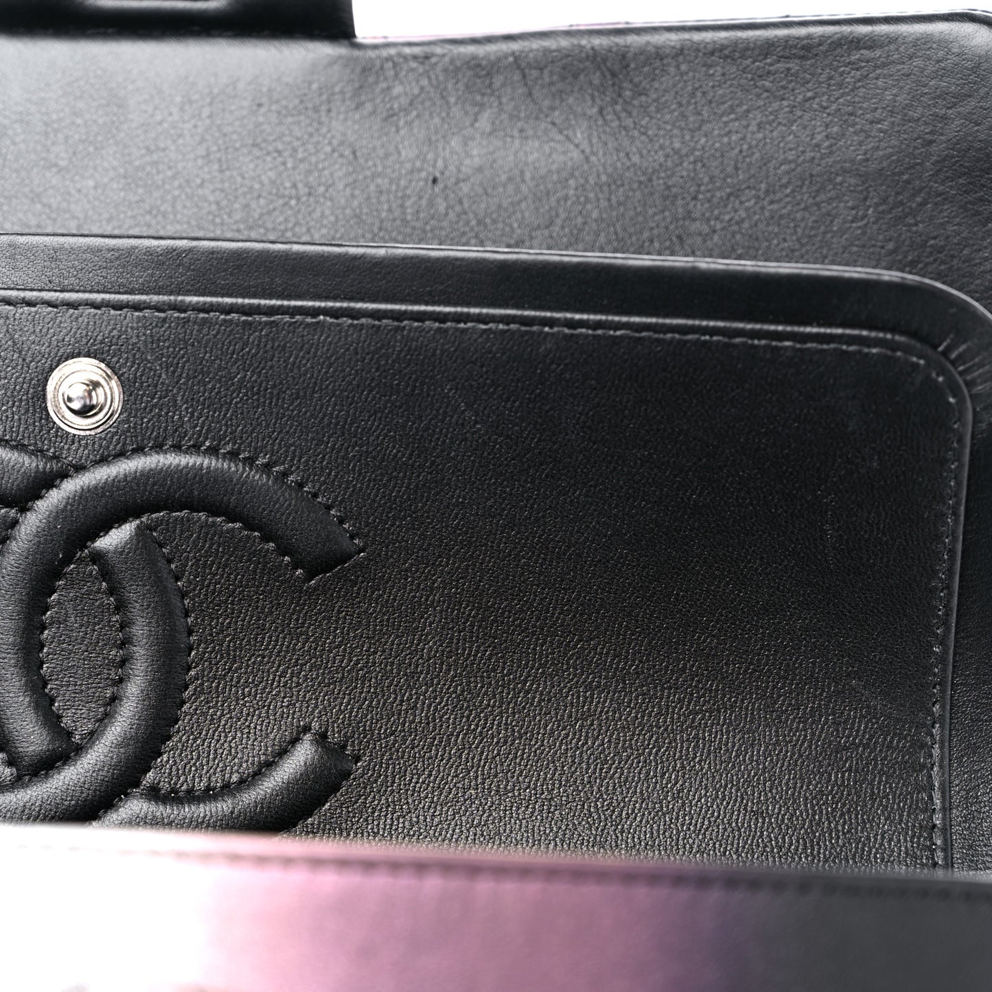 Calfskin Quilted Ombre Medium Double Flap Black