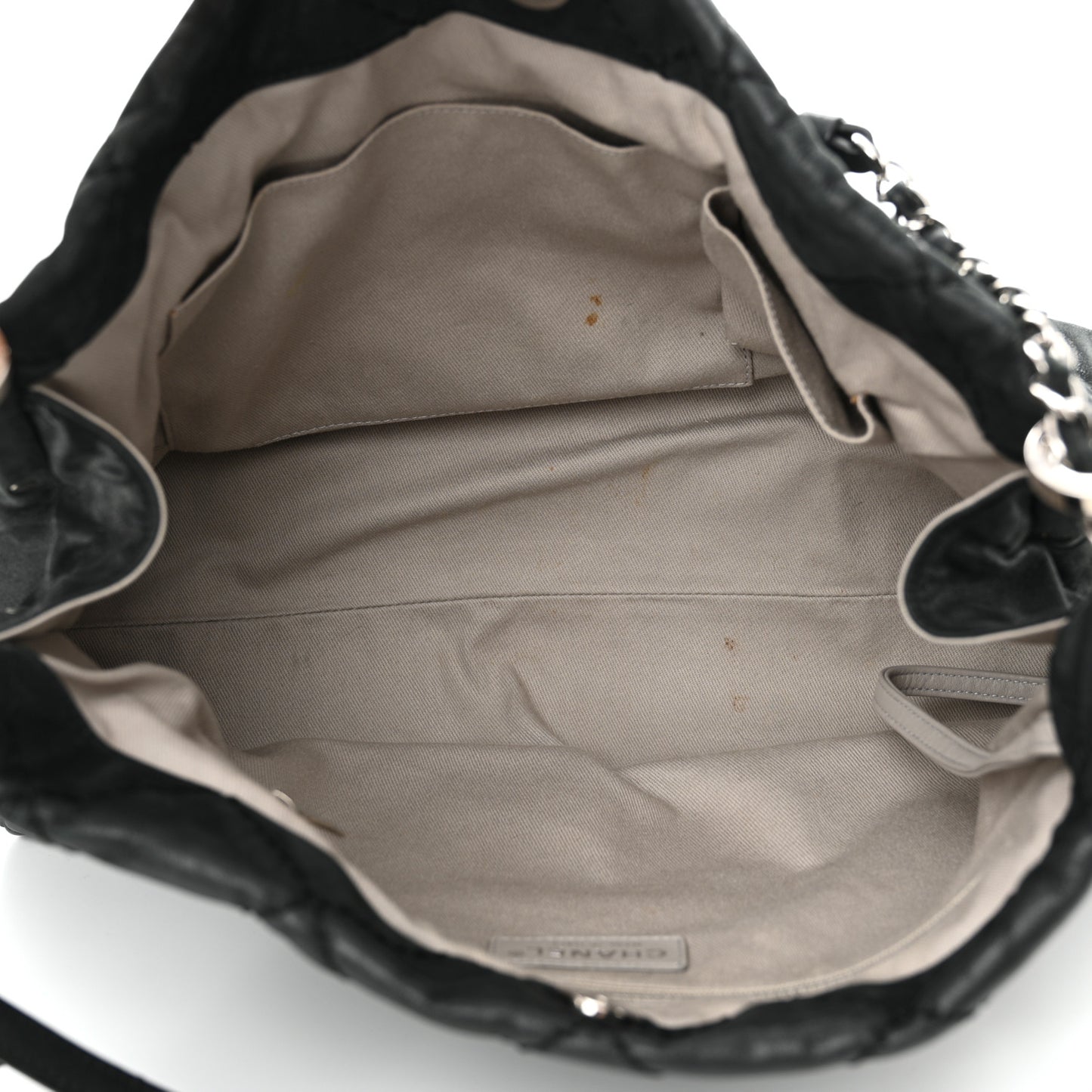 Iridescent Calfskin Quilted Small Sea Hit Tote Black