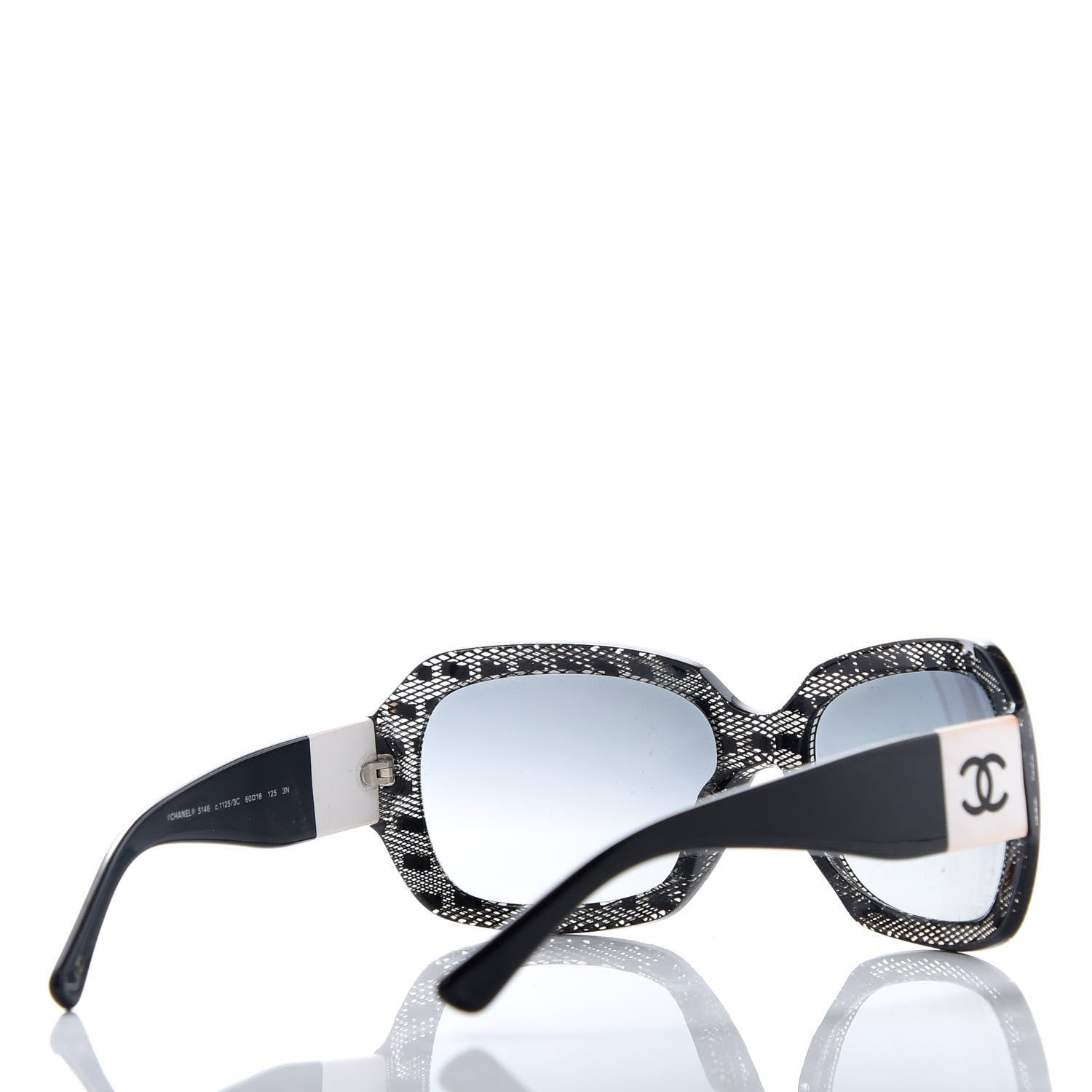 Chanel Acetate CC Lace Effect Sunglasses 5146 Black White 4 of 8