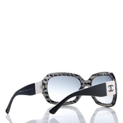 Chanel Acetate CC Lace Effect Sunglasses 5146 Black White 4 of 8