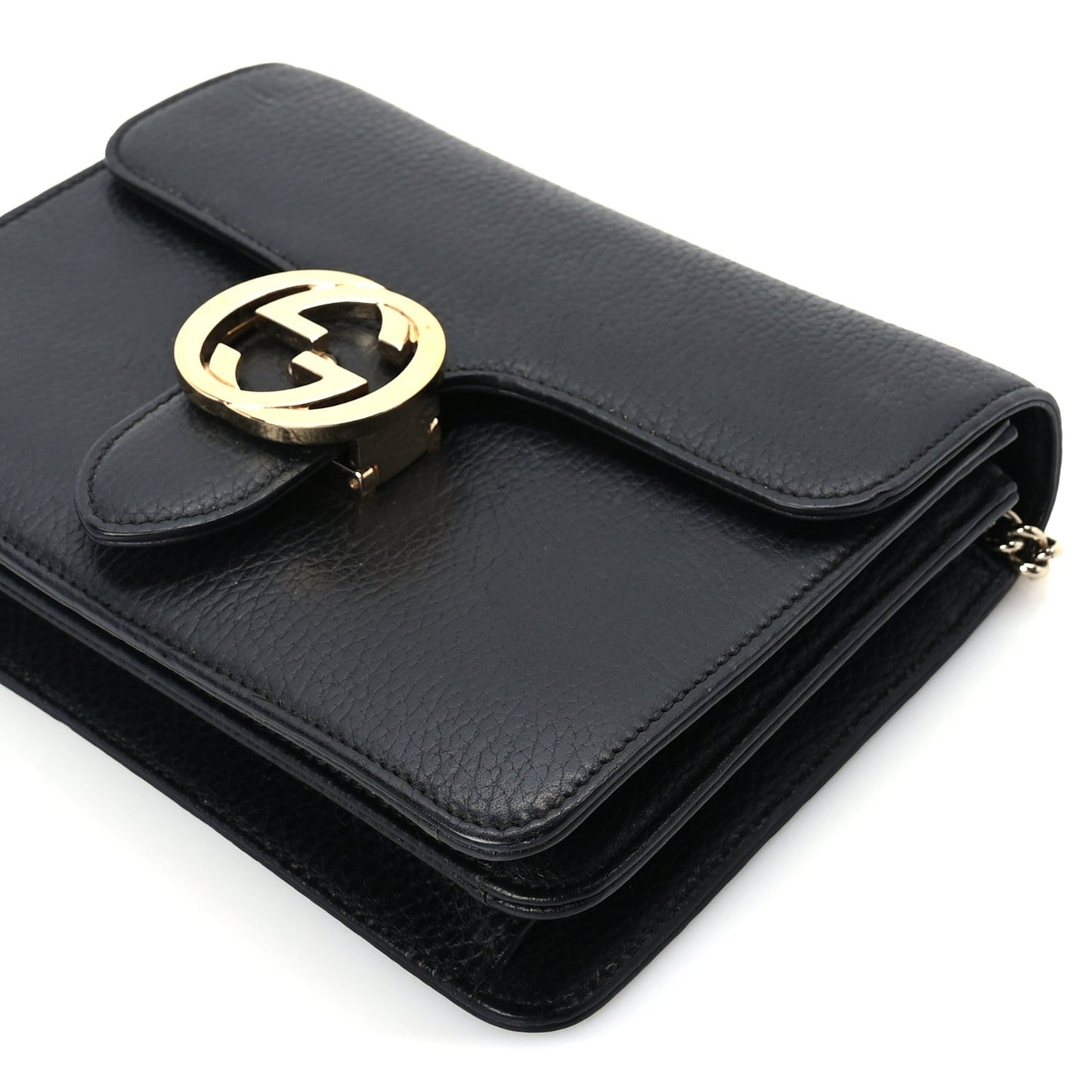 Dollar Calfskin Small Interlocking G Shoulder Bag Black
