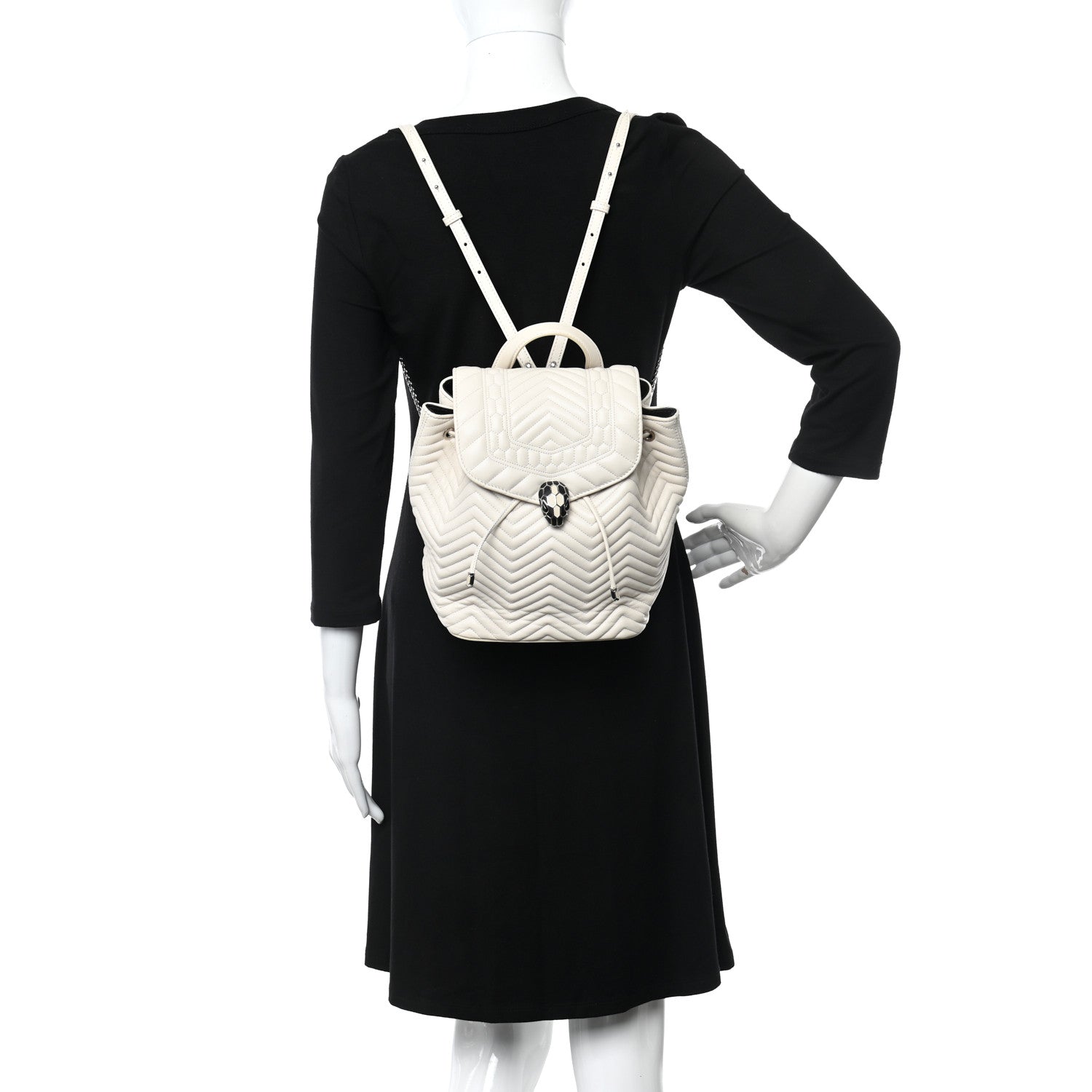 Bulgari Calfskin Quilted Serpenti Forever Backpack White 2 of 11