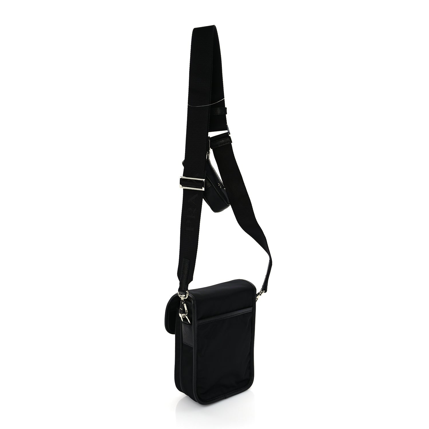 Prada Re-Nylon Saffiano Mini Pocket Single Snap Buckle Messenger Bag Black 2 of 8