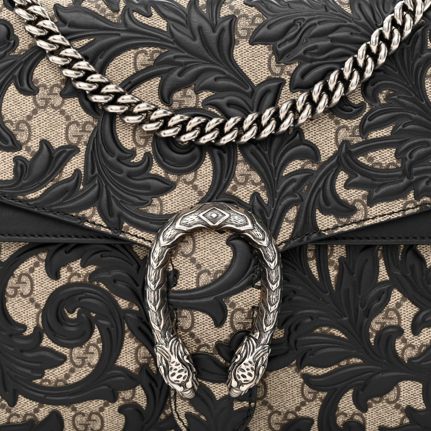 GG Supreme Monogram Arabesque Medium Dionysus Shoulder Bag Black