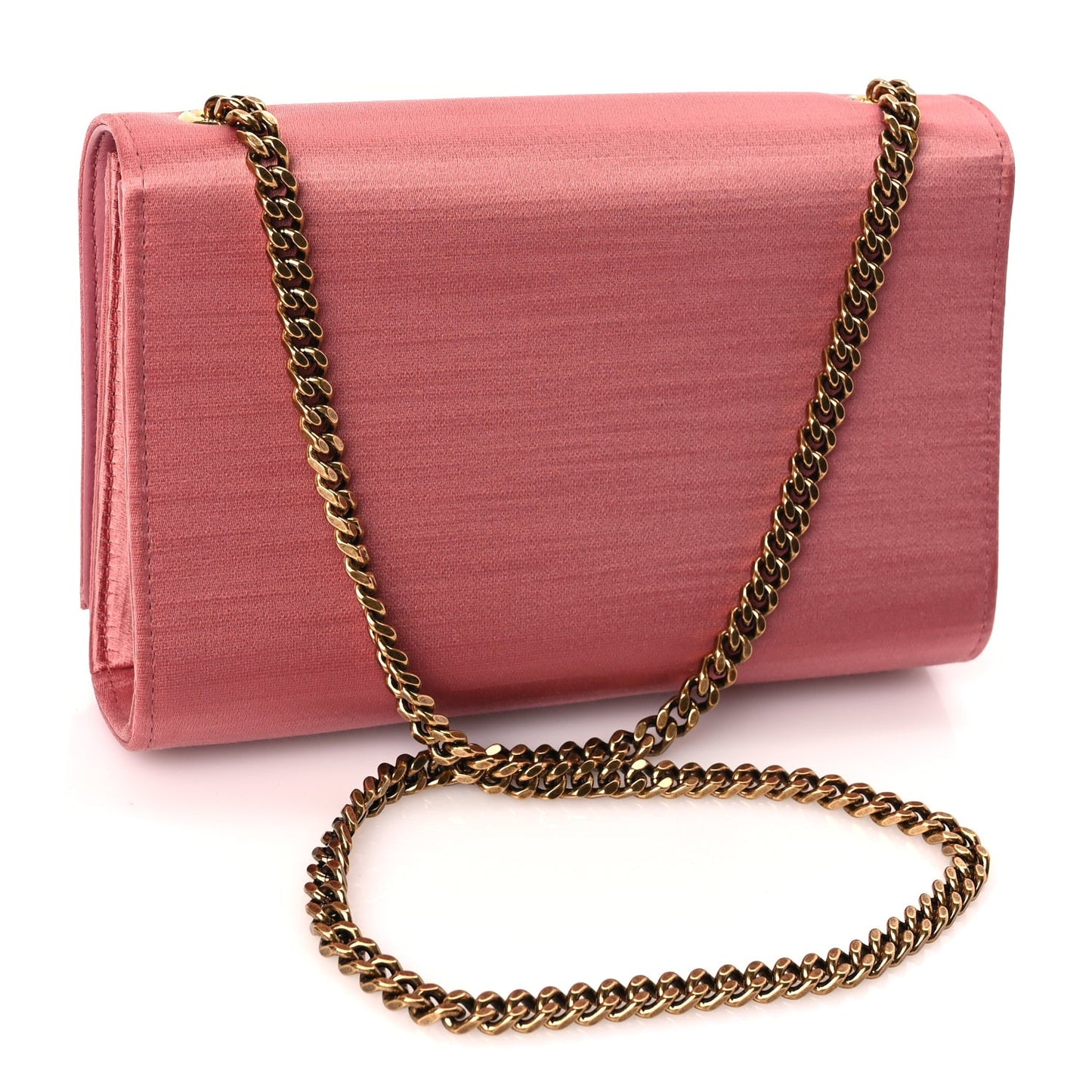 Satin Small Classic Monogram Kate Tassel Satchel Coral Rose